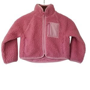 J. Crew Crewcuts Girls‎ Sherpa Zip Up Jacket Size XS 4-5 Pink $118 NWOT CD085